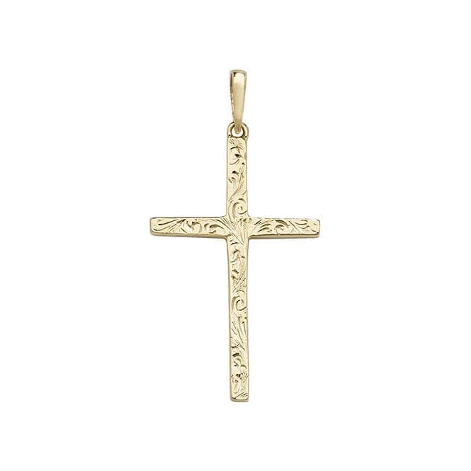 9ct Yellow Gold Patterned Cross Pendant PN1027Acotis Gold JewelleryPN1027