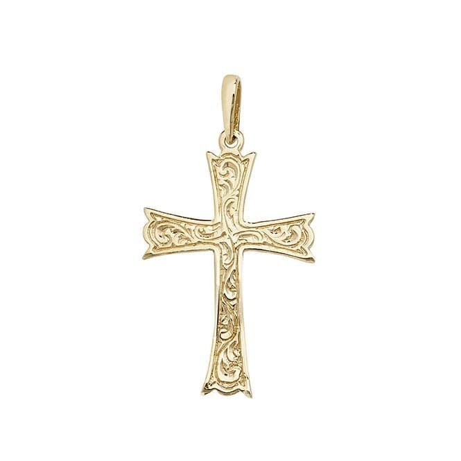 9ct Yellow Gold Patterned Cross Pendant PN1028Acotis Gold JewelleryPN1028