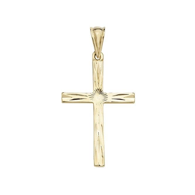 9ct Yellow Gold Patterned Cross Pendant PN1029Acotis Gold JewelleryPN1029