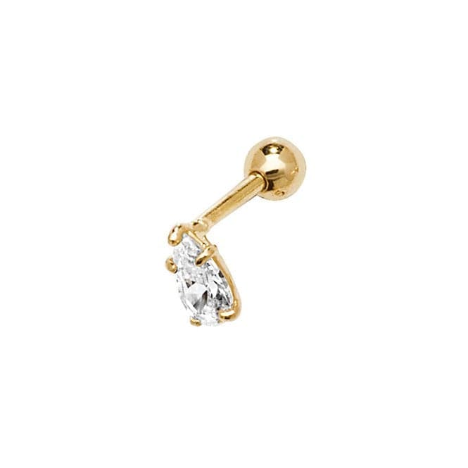 9ct Yellow Gold Pear Zirconia Single Stone Cartilage 6mm Post Stud ES917Acotis Gold JewelleryES917