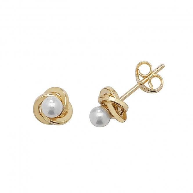 9ct Yellow Gold Pearl Orbital Stud Earrings ES369Acotis Gold JewelleryES369