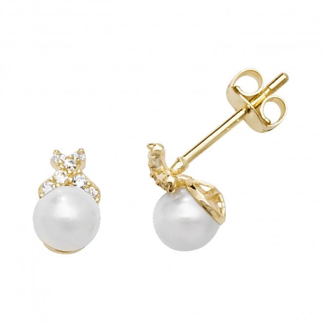 9ct Yellow Gold Pearl&Cz Stud Earrings ES593Acotis Gold JewelleryES593