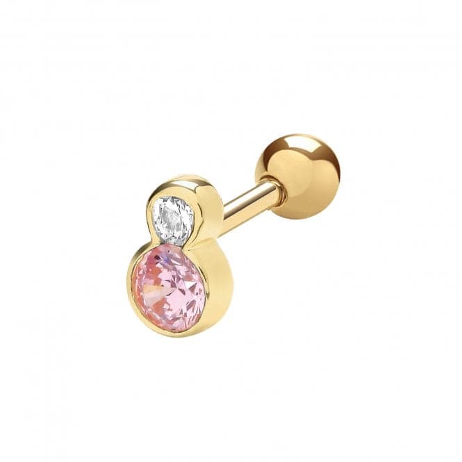 9ct Yellow Gold Pink And White Zirconia Cartilage Stud ES1999Acotis Gold JewelleryES1999