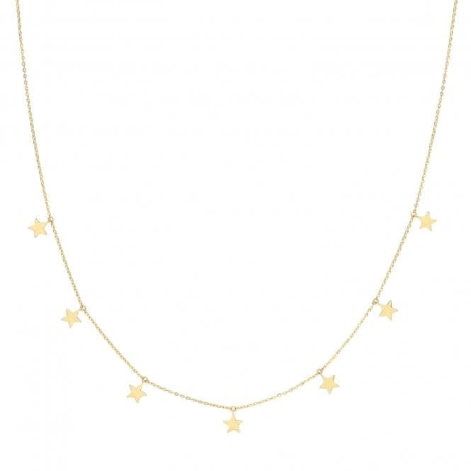 9ct Yellow Gold Plain Hanging Stars Necklet NK425Acotis Gold JewelleryNK425