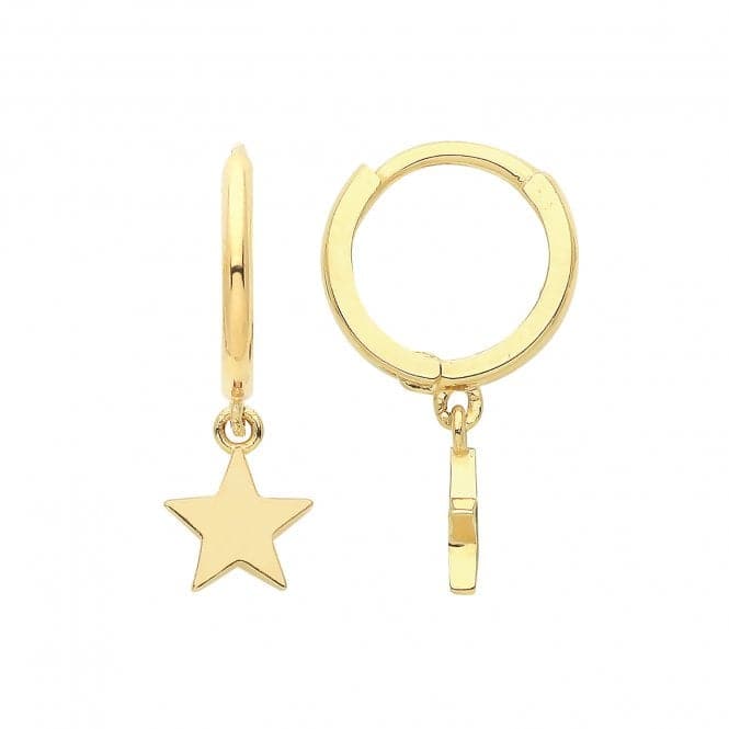 9ct Yellow Gold Plain Star Drop Hinged Earrings ES1676Acotis Gold JewelleryES1676