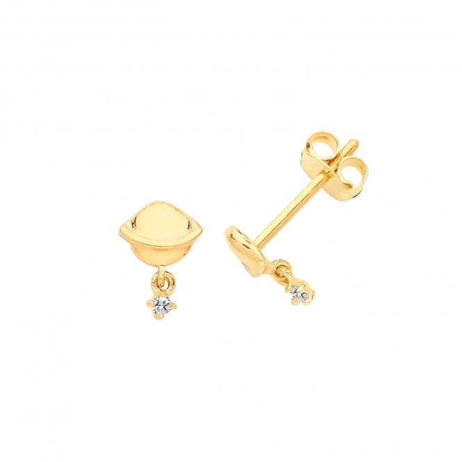 9ct Yellow Gold Planet With Dangle Zirconia Studs Earrings ES694Acotis Gold JewelleryES694