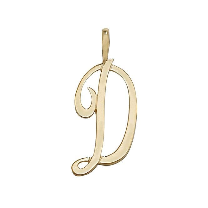 9ct Yellow Gold Polished Script Initial Pendant PN528/DAcotis Gold JewelleryPN528/D