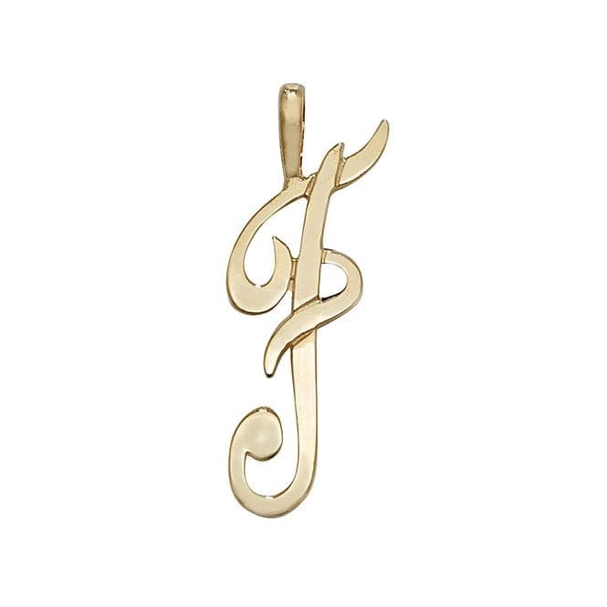 9ct Yellow Gold Polished Script Initial Pendant PN528/FAcotis Gold JewelleryPN528/F