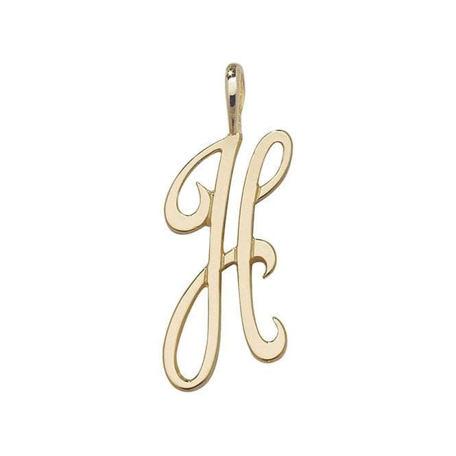 9ct Yellow Gold Polished Script Initial Pendant PN528/HAcotis Gold JewelleryPN528/H