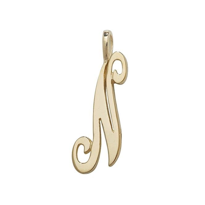 9ct Yellow Gold Polished Script Initial Pendant PN528/NAcotis Gold JewelleryPN528/N