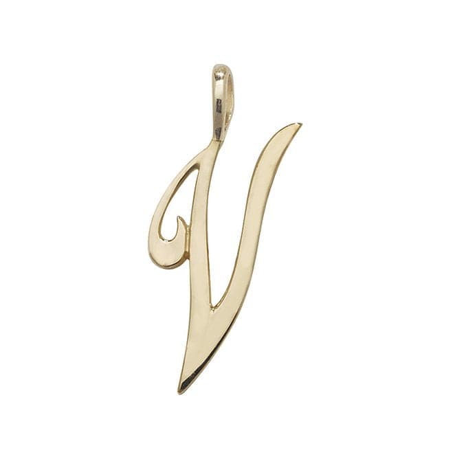 9ct Yellow Gold Polished Script Initial Pendant PN528/VAcotis Gold JewelleryPN528/V