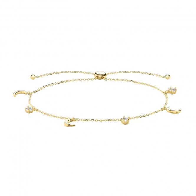 9ct Yellow Gold Pull Style Bracelet With Charms BR635Acotis Gold JewelleryBR635