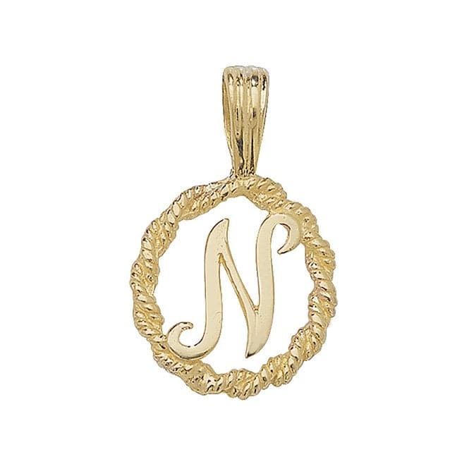 9ct Yellow Gold Rope Initial Pendant PN525/NAcotis Gold JewelleryPN525/N