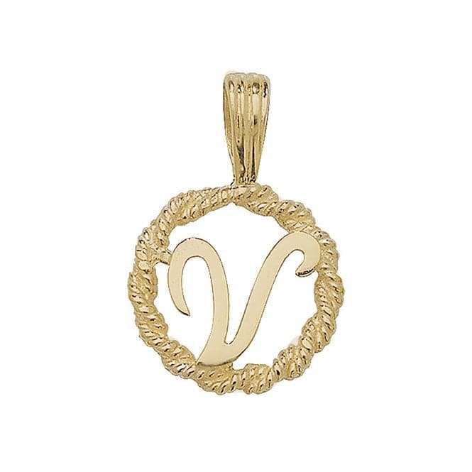 9ct Yellow Gold Rope Initial Pendant PN525/VAcotis Gold JewelleryPN525/V