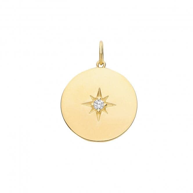 9ct Yellow Gold Round Disc With Single Zirconia Charm PN1169Acotis Gold JewelleryPN1169