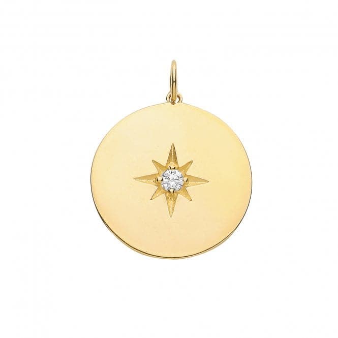 9ct Yellow Gold Round Disc With Single Zirconia Charm PN1170Acotis Gold JewelleryPN1170