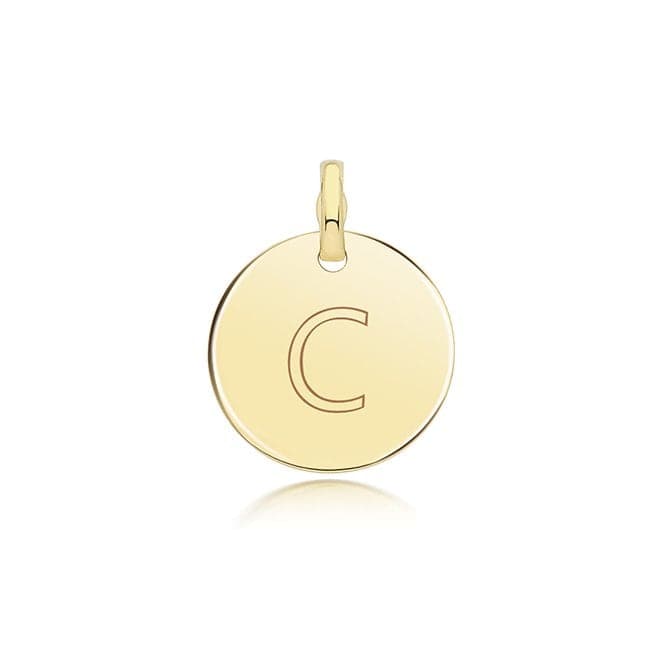 9ct Yellow Gold Round Plain Initial Pendant PN1280/CAcotis Gold JewelleryPN1280/C