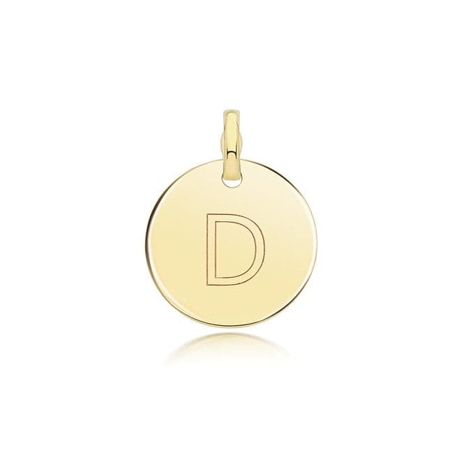 9ct Yellow Gold Round Plain Initial Pendant PN1280/DAcotis Gold JewelleryPN1280/D