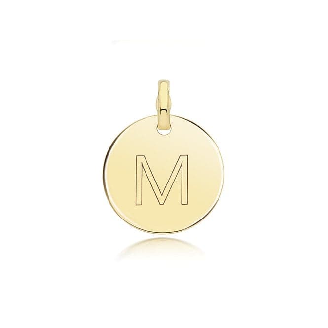 9ct Yellow Gold Round Plain Initial Pendant PN1280/MAcotis Gold JewelleryPN1280/M