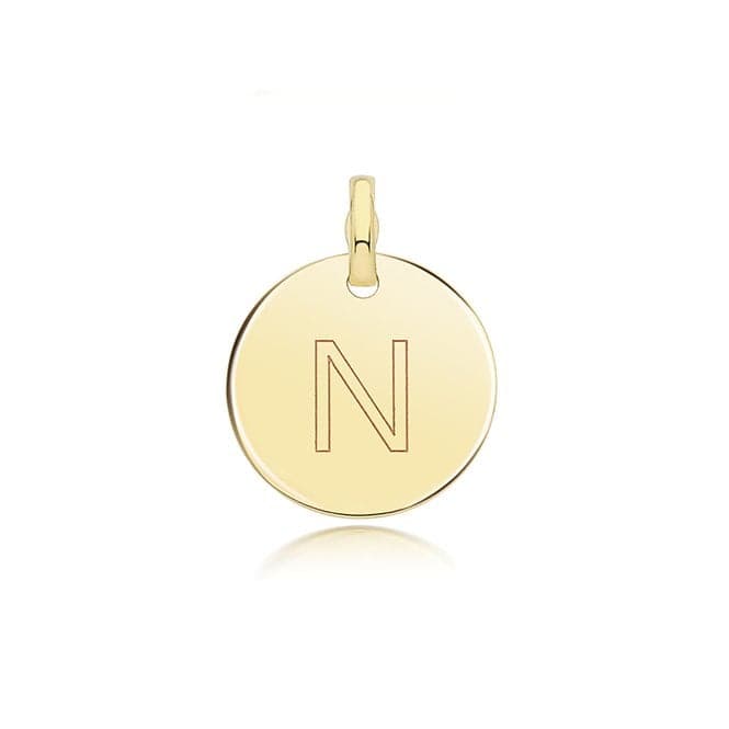 9ct Yellow Gold Round Plain Initial Pendant PN1280/NAcotis Gold JewelleryPN1280/N