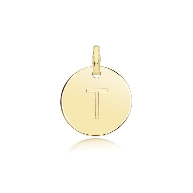 9ct Yellow Gold Round Plain Initial Pendant PN1280/TAcotis Gold JewelleryPN1280/T