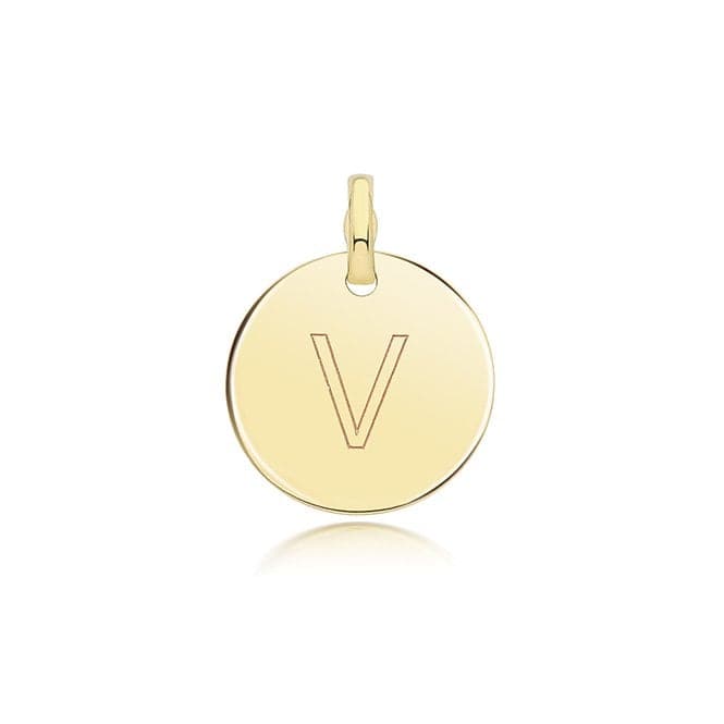 9ct Yellow Gold Round Plain Initial Pendant PN1280/VAcotis Gold JewelleryPN1280/V