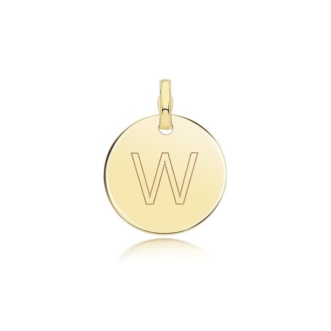 9ct Yellow Gold Round Plain Initial Pendant PN1280/WAcotis Gold JewelleryPN1280/W