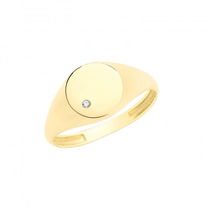 9ct Yellow Gold Round Signet Ring With Zirconia RN953Acotis Gold JewelleryRN953/O