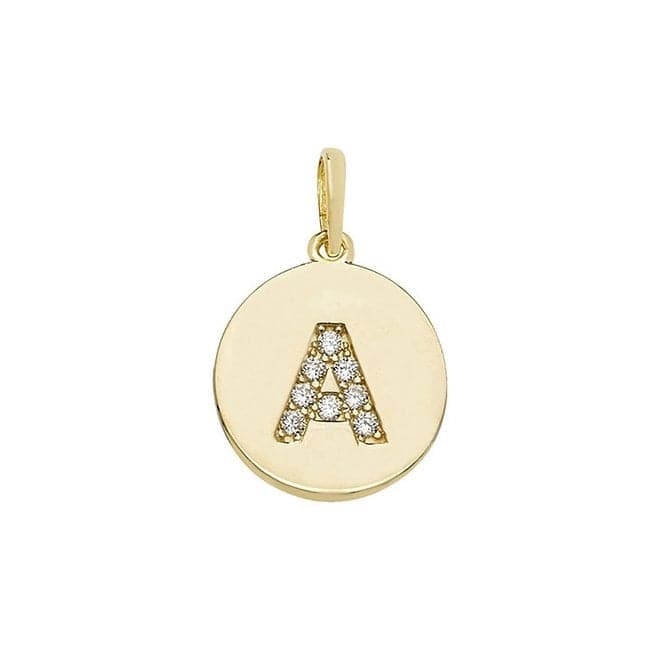 9ct Yellow Gold Round Zirconia Initial Pendant PN610/AAcotis Gold JewelleryPN610/A