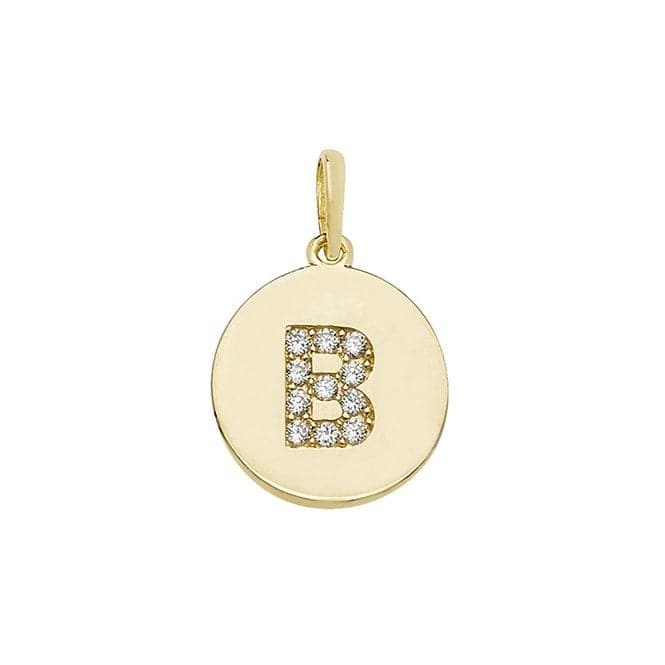 9ct Yellow Gold Round Zirconia Initial Pendant PN610/BAcotis Gold JewelleryPN610/B