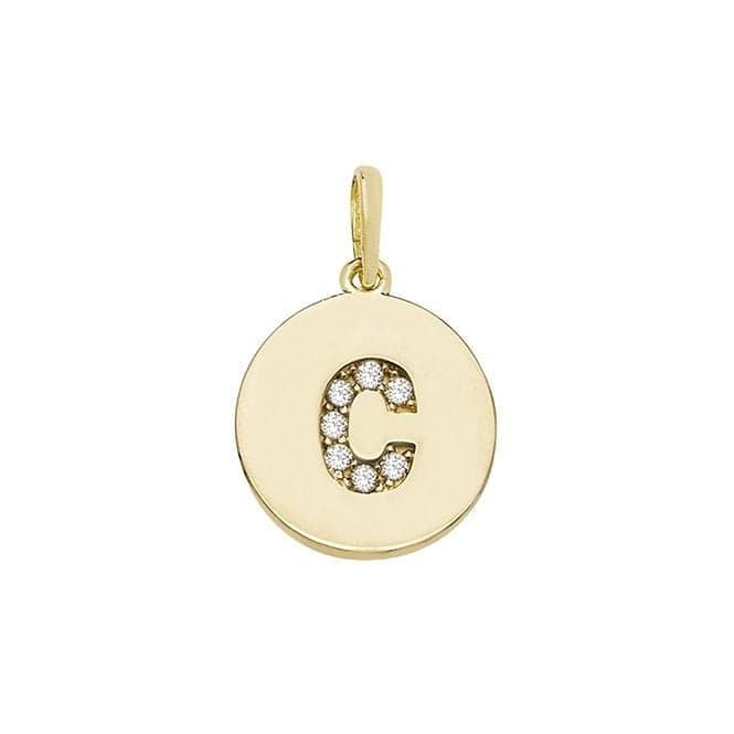 9ct Yellow Gold Round Zirconia Initial Pendant PN610/CAcotis Gold JewelleryPN610/C