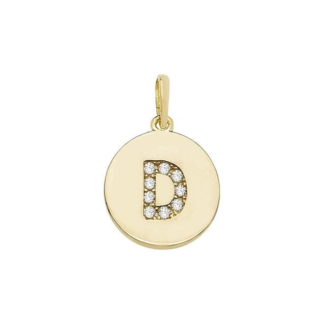 9ct Yellow Gold Round Zirconia Initial Pendant PN610/DAcotis Gold JewelleryPN610/D