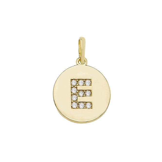 9ct Yellow Gold Round Zirconia Initial Pendant PN610/EAcotis Gold JewelleryPN610/E