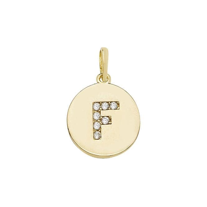 9ct Yellow Gold Round Zirconia Initial Pendant PN610/FAcotis Gold JewelleryPN610/F