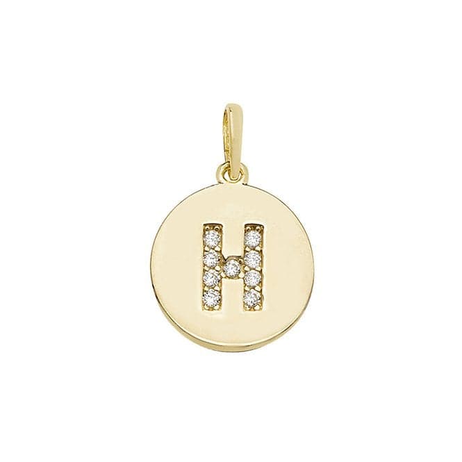 9ct Yellow Gold Round Zirconia Initial Pendant PN610/HAcotis Gold JewelleryPN610/H