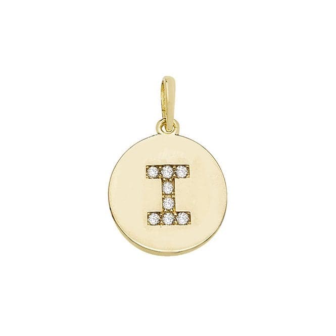 9ct Yellow Gold Round Zirconia Initial Pendant PN610/IAcotis Gold JewelleryPN610/I