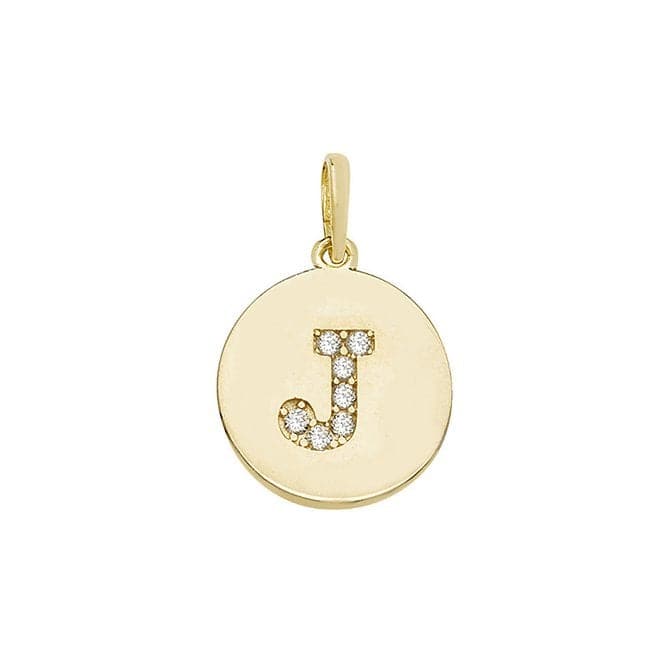 9ct Yellow Gold Round Zirconia Initial Pendant PN610/JAcotis Gold JewelleryPN610/J