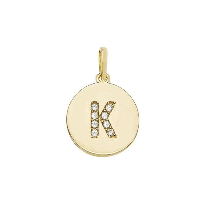 9ct Yellow Gold Round Zirconia Initial Pendant PN610/KAcotis Gold JewelleryPN610/K