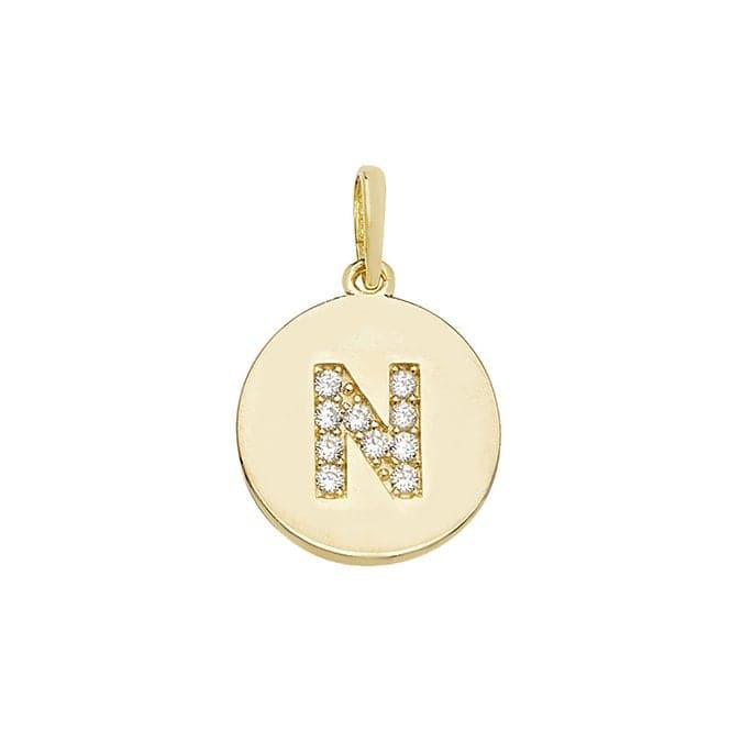 9ct Yellow Gold Round Zirconia Initial Pendant PN610/NAcotis Gold JewelleryPN610/N