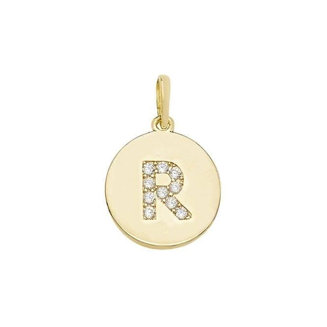 9ct Yellow Gold Round Zirconia Initial Pendant PN610/RAcotis Gold JewelleryPN610/R
