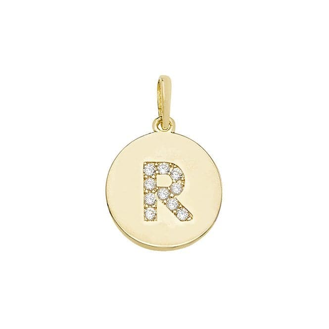 9ct Yellow Gold Round Zirconia Initial Pendant PN610/RAcotis Gold JewelleryPN610/R