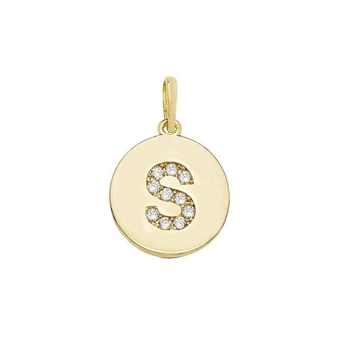 9ct Yellow Gold Round Zirconia Initial Pendant PN610/SAcotis Gold JewelleryPN610/S