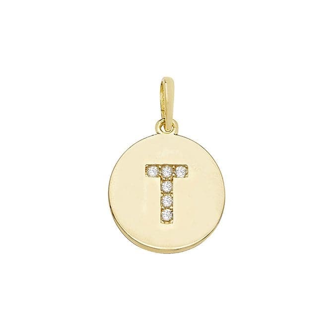 9ct Yellow Gold Round Zirconia Initial Pendant PN610/TAcotis Gold JewelleryPN610/T