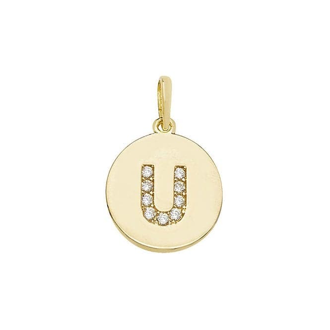 9ct Yellow Gold Round Zirconia Initial Pendant PN610/UAcotis Gold JewelleryPN610/U