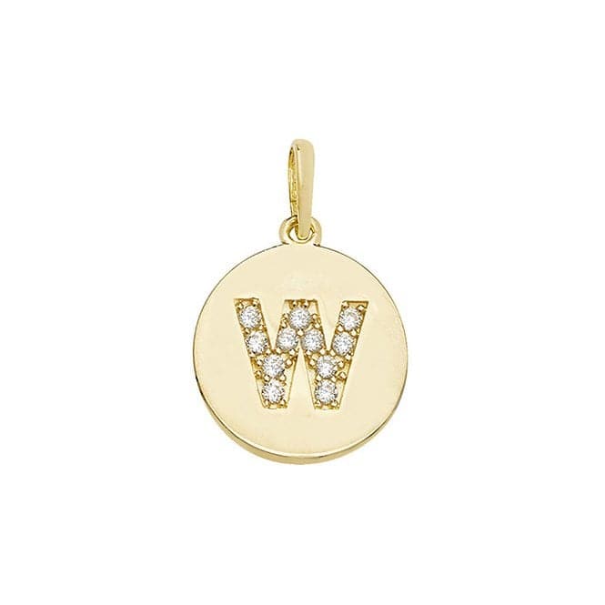 9ct Yellow Gold Round Zirconia Initial Pendant PN610/WAcotis Gold JewelleryPN610/W