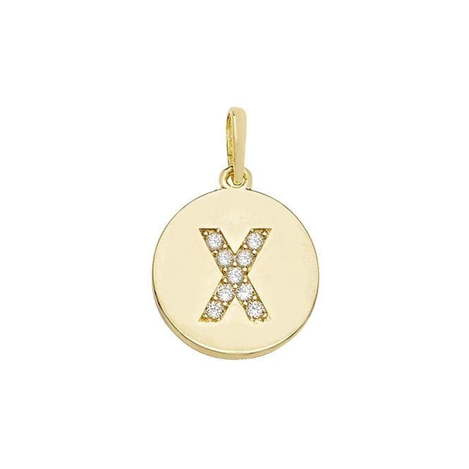 9ct Yellow Gold Round Zirconia Initial Pendant PN610/XAcotis Gold JewelleryPN610/X