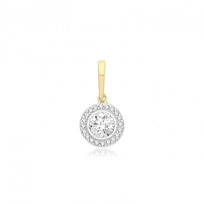 9ct Yellow Gold Round Zirconia Pendant PN1014Acotis Gold JewelleryPN1014