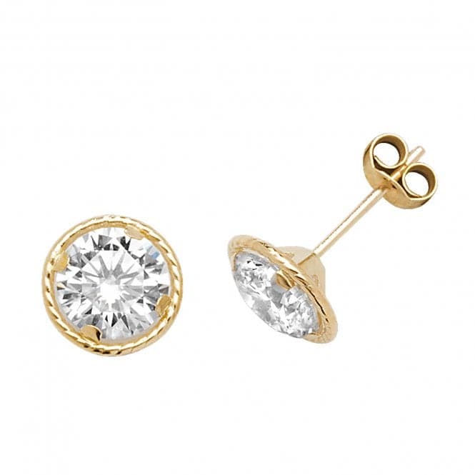 9ct Yellow Gold Round Zirconia Stud Earrings ES579Acotis Gold JewelleryES579