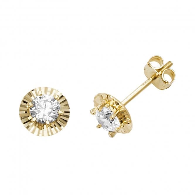 9ct Yellow Gold Round Zirconia Stud Earrings ES606Acotis Gold JewelleryES606