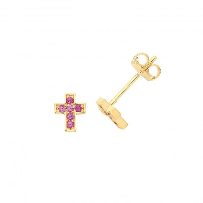 9ct Yellow Gold Ru Cross Stud Earrings ES1639Acotis Gold JewelleryES1639